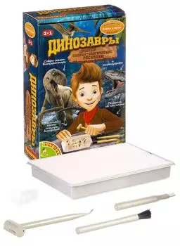 Bondibon "Французские опыты Науки с Буки - Динозавры 2 в 1" набор для раскопок