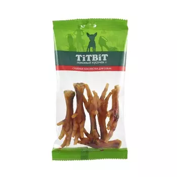 TiTBiT Лапки куриные вяленые для собак - мягкая упаковка - 100 г с курицей для всех пород Россия 1 уп. х 1 шт. х 0.1 кг