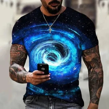 Мужская футболка унисекс Vortex с 3D принтом и принтом, летние топы с коротким рукавом, модная повседневная футболка большого размера, мужская одежда XL белый