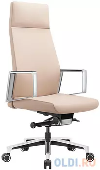 Кресло руководителя Бюрократ _JONS/BEIGE бежевый кожа крестовина алюминий