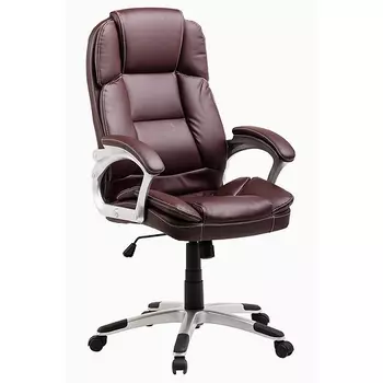 Кресло руководителя COLLEGE BX-3233/3323 Корич., экокожа, 120 кг, подл. пластик/кожа, крест. вставки, спинка 73 см, (ШxГxВ), см 64.5*69*110-120
