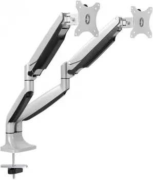 Кронштейн для 2 мониторов ONKRON G200 SILVER 13-32'' ГАЗЛИФТ макс 100*100 наклон -90/+90, поворот +-90°