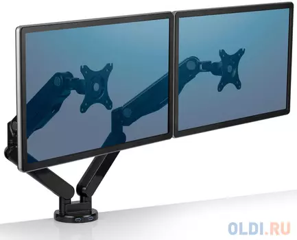 Кронштейн для двух мониторов Fellowes Platinum Series, горизонтальный, газлифт, до 27" и 9 кг каждый, шт