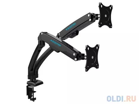 Кронштейн для мониторов Kromax OFFICE-9 black, для 2-х LCD/LED мониторов 15"-32", нагрузка 2-8 кг, настольный, 6 ст свободы, VESA 100x100 мм