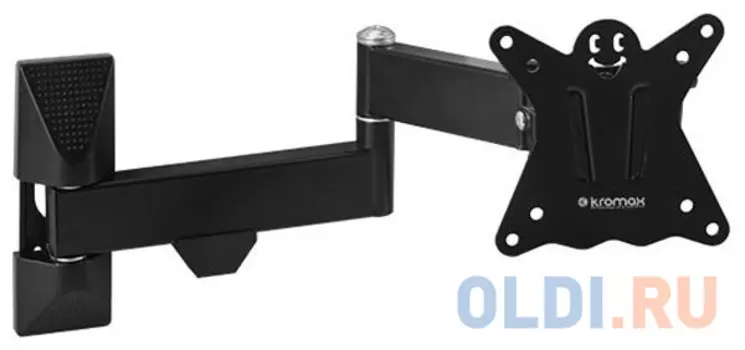 Кронштейн Kromax CASPER-104 Black Наклонно-поворотный для LED TV 10"-28", max 25 кг, настенный, 5 ст свободы, от стены 57-410 мм, max VESA 1