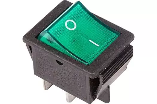 Выключатель Rexant 06-0043-B клавишный 250V 16А (4с) ON-OFF зеленый с подсветкой (RWB-502, SC-767, IRS-201-1)
