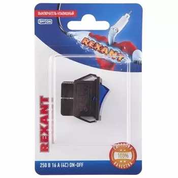 Выключатель Rexant 06-0306-B клавишный 250V 16А (4с) ON-OFF синий с подсветкой (RWB-502, SC-767, IRS-201-1)