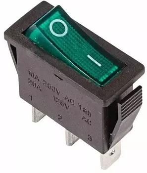 Выключатель Rexant 36-2213 клавишный 250V 15А (3с) ON-OFF зеленый с подсветкой (RWB-404, SC-791, IRS-101-1C)