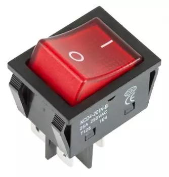 Выключатель Rexant 36-2343 клавишный 250V 25А (4с) ON-OFF красный с подсветкой (RWB-502)