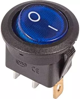 Выключатель Rexant 36-2571 клавишный круглый 250V 6А (3с) ON-OFF синий с подсветкой (RWB-214, SC-214, MIRS-101-8)