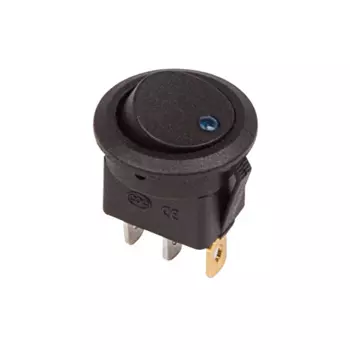 Выключатель Rexant 36-2581 клавишный круглый 12V 20А (3с) ON-OFF черный с синей подсветкой (RWB-215, MIRS-101Е-8С/D)