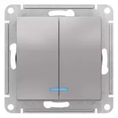 Выключатель Schneider Electric ATN000353 AtlasDesign, 2-клавишный, с подсветкой, сх.5а, 10АХ, механизм, алюминий