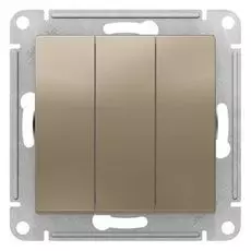 Выключатель Schneider Electric ATN000531 AtlasDesign, 3-клавишный, сх.1+1+1, 10АХ, механизм, шампань