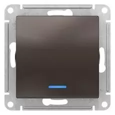 Выключатель Schneider Electric ATN000613 AtlasDesign, 1-клавишный, с подсветкой, сх.1а, 10АХ, механизм, мокко