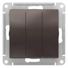 Выключатель Schneider Electric ATN000631 AtlasDesign, 3-клавишный, сх.1+1+1, 10АХ, механизм, мокко
