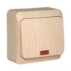 Выключатель Schneider Electric BA10-005D Этюд 1-клавишный, с подсветкой, наружный, 10 А, 220/250 В, 3680 Вт, IP20, в сборе (сх. 1) (сосна)