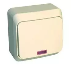 Выключатель Schneider Electric BA10-005K Этюд 1-клавишный с подсветкой, наружный,10 А, 220/250 В, 3680 Вт, IP20, в сборе (сх.1) (кремовый)