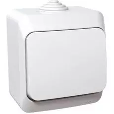 Выключатель Schneider Electric BA10-041B Этюд 1-клавишный, наружный, 10 А, 220/250 В, IP44, в сборе (белый)