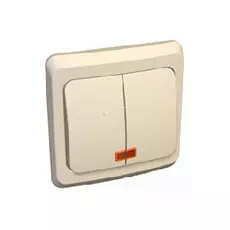 Выключатель Schneider Electric BC10-006K Этюд 2-клавишный, с подсветкой, скрытый, 10 А, 220/250 В, IP20, в сборе (сх.5) (кремовый)