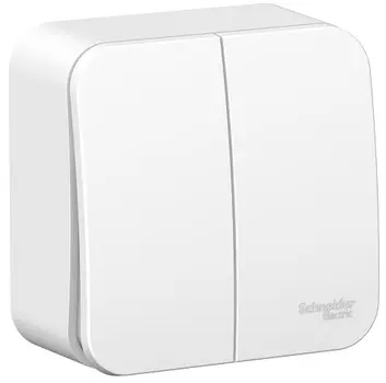 Выключатель Schneider Electric BLNVA065001 2-клавишный, 6А, 250В (белый) наруж