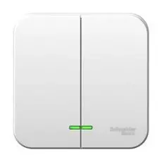 Выключатель Systeme Electric BLNVA065101 2-клавишный с подсветкой, 6А, 250В (белый) наруж