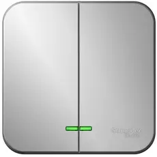 Выключатель Schneider Electric BLNVA105103 2-клавишный с подсветкой, 10А, 250B Алюминий наруж