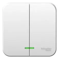 Выключатель Schneider Electric BLNVA105111 2-клавишный с подсветкой 10А, 250B, изолир. пластина (белый) наруж