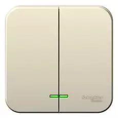 Выключатель Schneider Electric BLNVA105112 2-клавишный с подсветкой 10А, 250B, изолир. пластина Молочный наруж