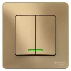 Выключатель Schneider Electric BLNVS010514 2-клавишный с подсветкой, 10А, 250B Титан внутр