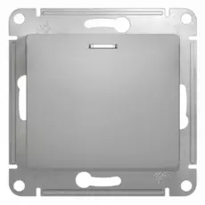 Выключатель Schneider Electric GSL000313 Glossa (алюминий) 1-клавишный с подсветкой, сх.1а