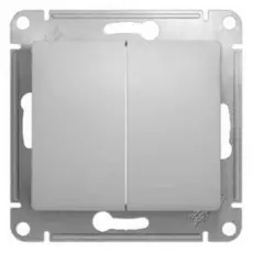 Выключатель Schneider Electric GSL000351 Glossa (алюминий) 2-клавишный, сх.5