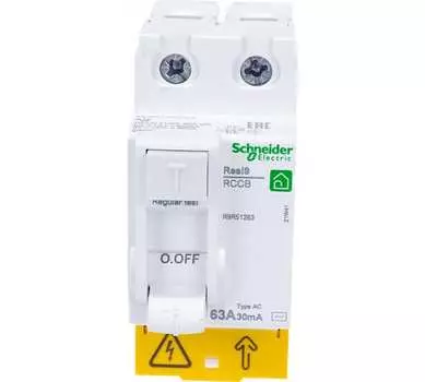 Выключатель Schneider Electric RESI9 R9R51263 дифференциального тока (УЗО) 63А 2P 30мА тип AC