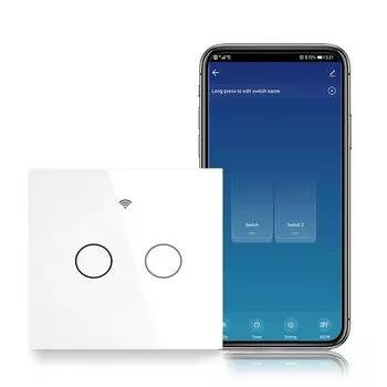 Выключатель сенсорый двухклавишный Moes ZS-EU2-WH-MS ZigBee Smart Switch белый