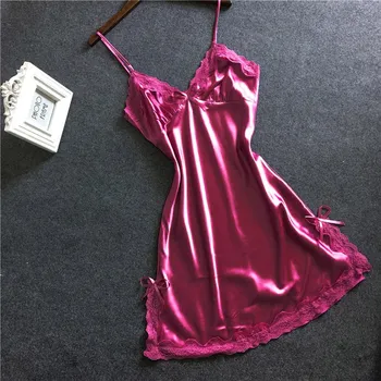 Ramidos женское атласное сексуальное кружевное белье с бантом Babydoll V-образным вырезом пижама нижнее белье M красный