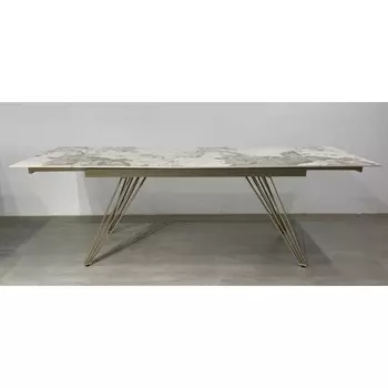 Стол ACERRA NEW 160 GLOSS GRAND JADE SOLID CERAMIC/ каркас цвета шампань М-City M-City
