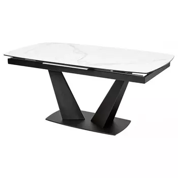 Стол ACUTO2 170 MATTE STATUARIO Белый мрамор матовый, керамика/ черный каркас (M-City)