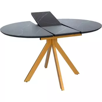 Стол Bradex Home Rudolf круглый раскладной 100-130x100x75см, черный керамогранит, бронза (RF 0639)