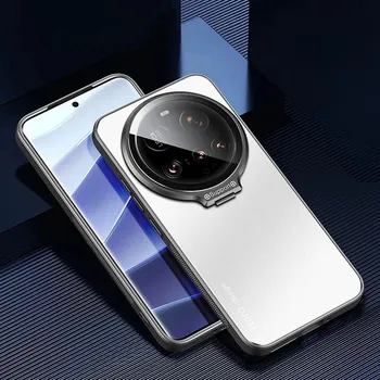 Для Xiaomi 15 Ultra металлический держатель объектива камеры чехол для телефона для Xiaomi Mi 14 15 Pro 15ultra противоударный матовый чехол-подставка Shell for xiaomi 15 ultra чёрный