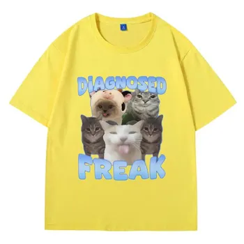 Футболка Diagnozed Freak Funny Watermelon Cat Meme Женская футболка Oversize Streetwear Модные женские футболки Oversize S