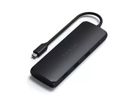USB-хаб Satechi USB-C Hybrid Multiport Adapter (with SSD Enclosure M.2 SATA, 2xUSB 3.1, USB Type-C, HDMI), Черный Док-станция ST-UCHSEK