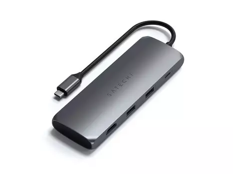 USB-хаб Satechi USB-C Hybrid Multiport Adapter (with SSD Enclosure M.2 SATA, 2xUSB 3.1, USB Type-C, HDMI), Серый Док-станция ST-UCHSEM