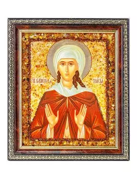 Икона с натуральным балтийским янтарём «Святая блаженная Таисия»