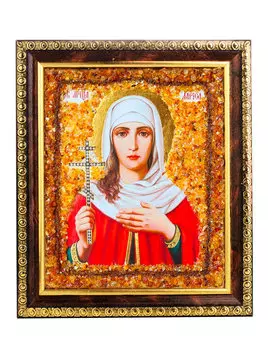 Именная икона, украшенная натуральным янтарём «Святая мученица Лариса»