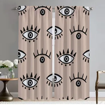 Tulle for Bedroom Eyelash Blackout Curtains for Living Room Anti-mosquito Curtains 2 Pieces Halloween Decoration Shades Curtain W50xH70cmx2pcs-CL