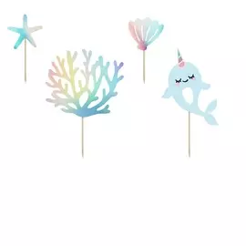 Топперы Party Deco narwhal 10-15.5см 4шт в ассортименте