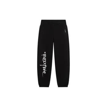 Теплые свободные трикотажные спортивные штаны Li Ning Badfive с буквенным принтом из флиса и манжетами, женские плавки, черные AKLSC10-3 S