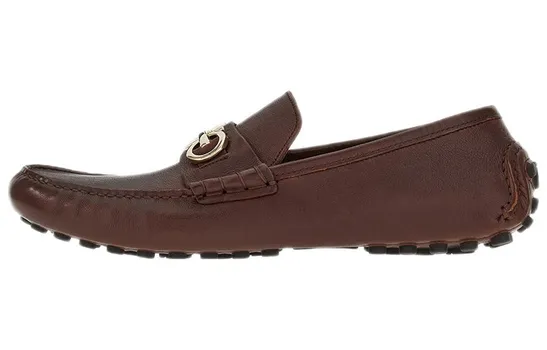 Мокасины кожаные Horsebit Ferragamo с отделкой, коричневый