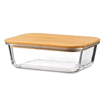 HOMIUM Контейнер для хранения Glass, стеклянный, прямоугольный, 1040мл