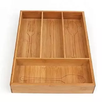 HOMIUM Лоток для столовых приборов Wood, 4 секции