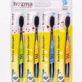 HOZMA Набор бамбуковых зубных щеток с поверхностью для гигиены языка Premium